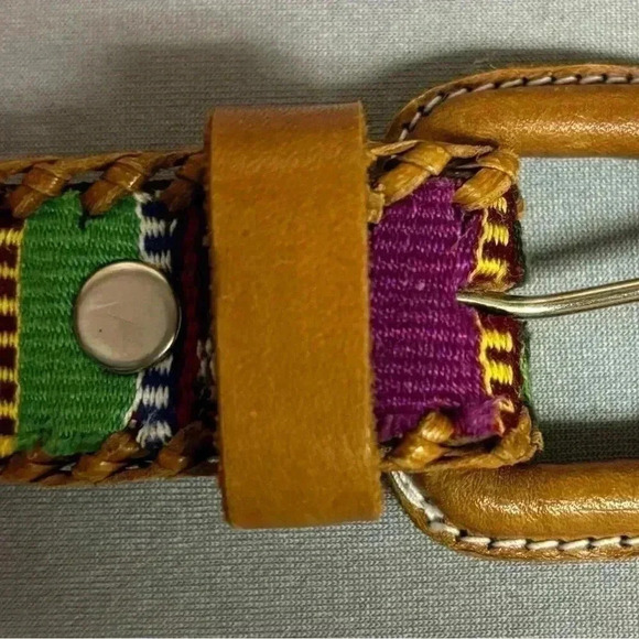 Women’s Vintage Woven Multicolor Leather Southwestern made in Guatemala Size 30 - Picture 9 of 16